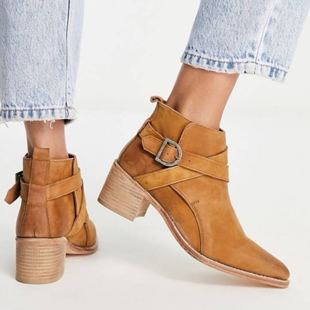 Free People Back Loop Ankle Buckle Booties